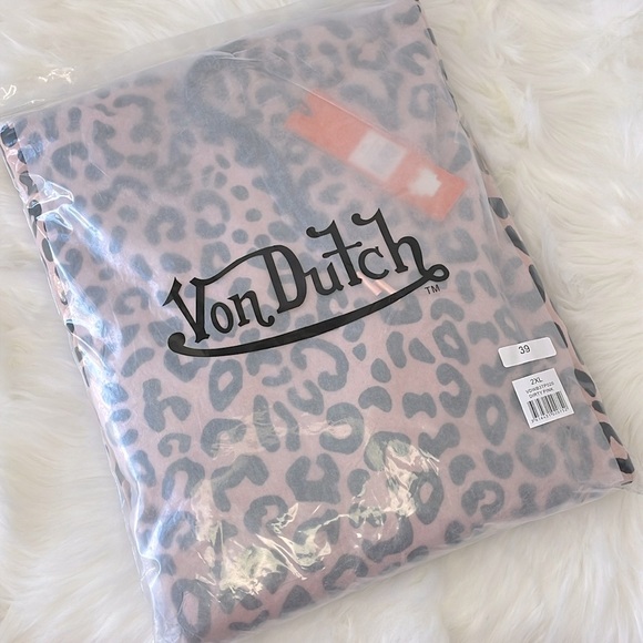 VON DUTCH‎ Unisex Dirty Pink Cheetah Animal Print Hoodie - Picture 7 of 8